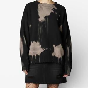FATE Bleach Splatter Distressed Torn Apocalypse Grunge Sweater Sz Large